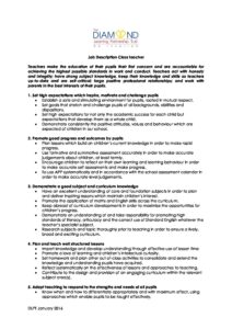 Job Description DLPT Teacher - The Diamond Learning Trust